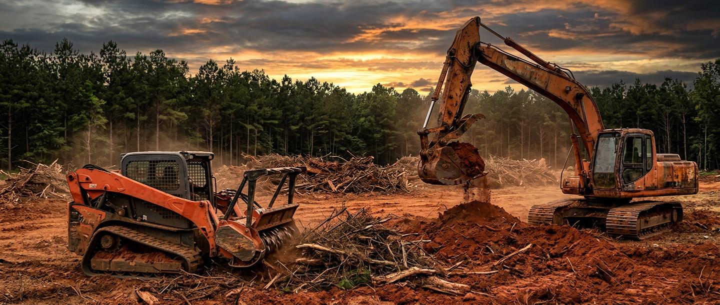 Land clearing equipment on a north Mississippi property